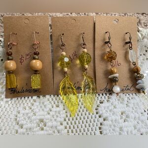 3 pairs of handmade earrings